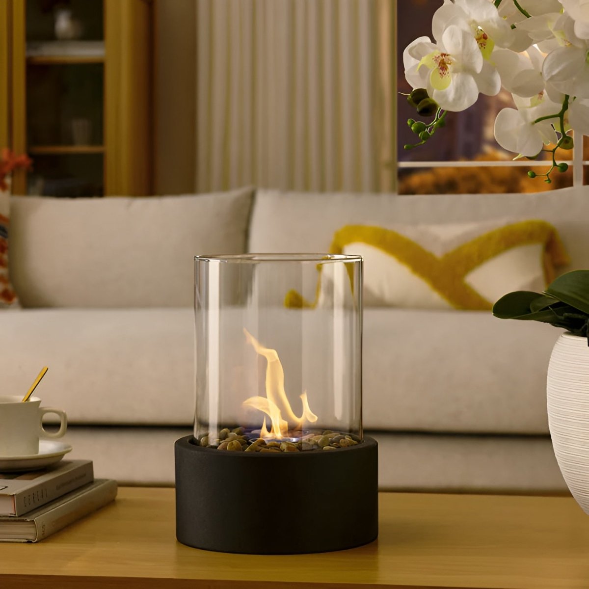 BowLift | FLAREVO – Elegant Table Fireplace with Smoke-Free Bioethanol Combustion