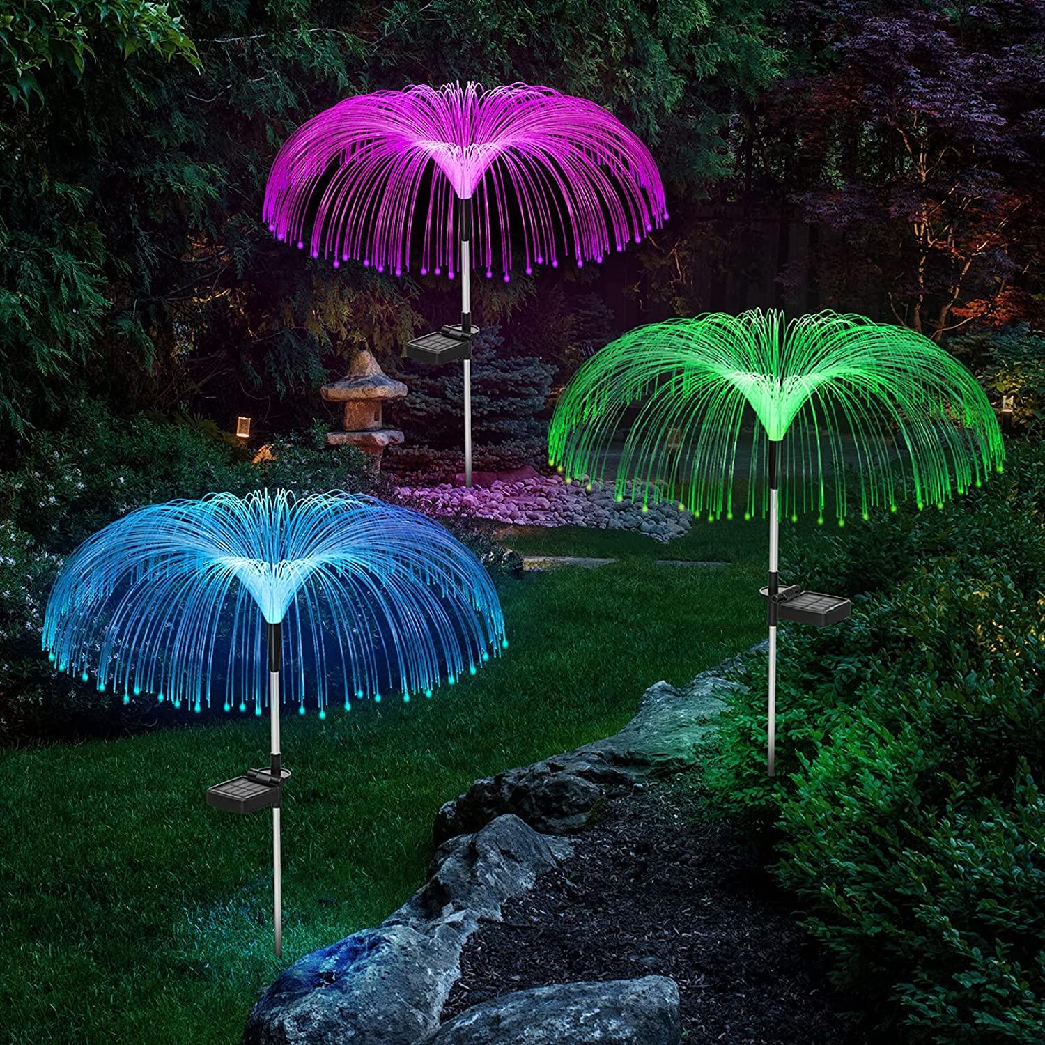 BowLift | Functional Outdoor Lights - Solar Fiber Optic Jellyfish Garden Lamp