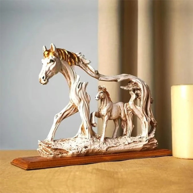 BowLift | Galloping horse statue with pony stone figure