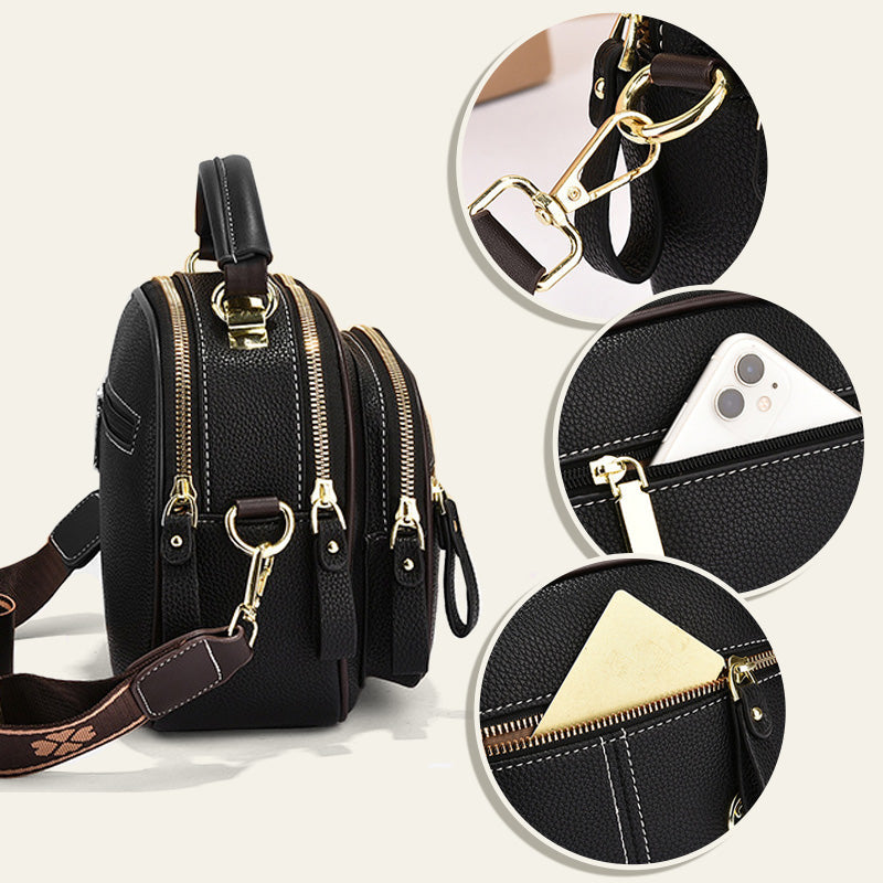 BowLift | Classic multi-room adjustable wide strap PU leather crossbody bag