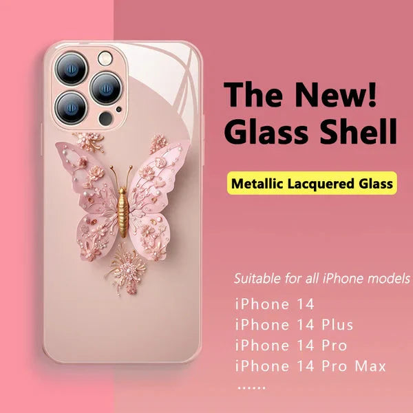 BowLift | Flat 3D glass case with butterfly pattern for iPhone