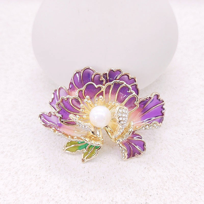 BowLift | Elegant enameled peony brooch for women