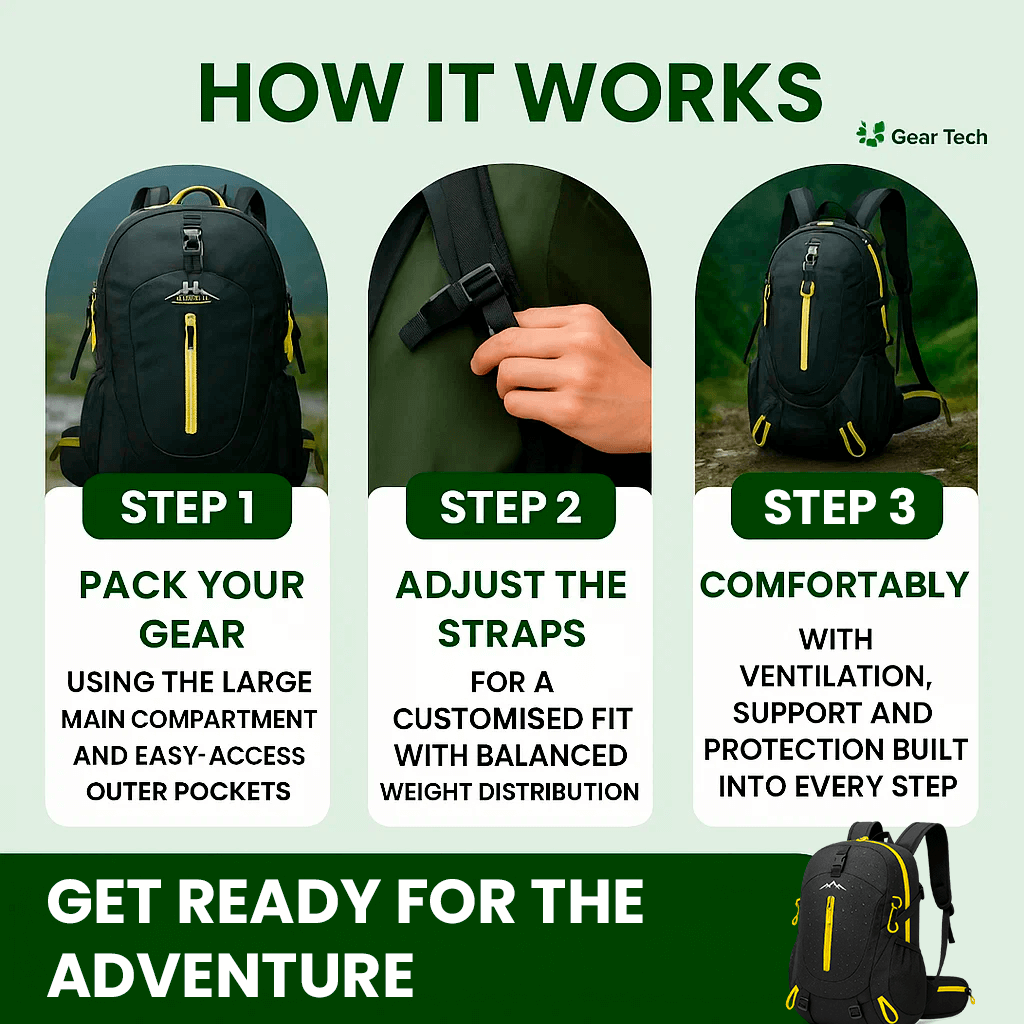 BowLift | 40L Waterproof Hiking Backpack with Multiple Compartments for Outdoor Adventures and Travel