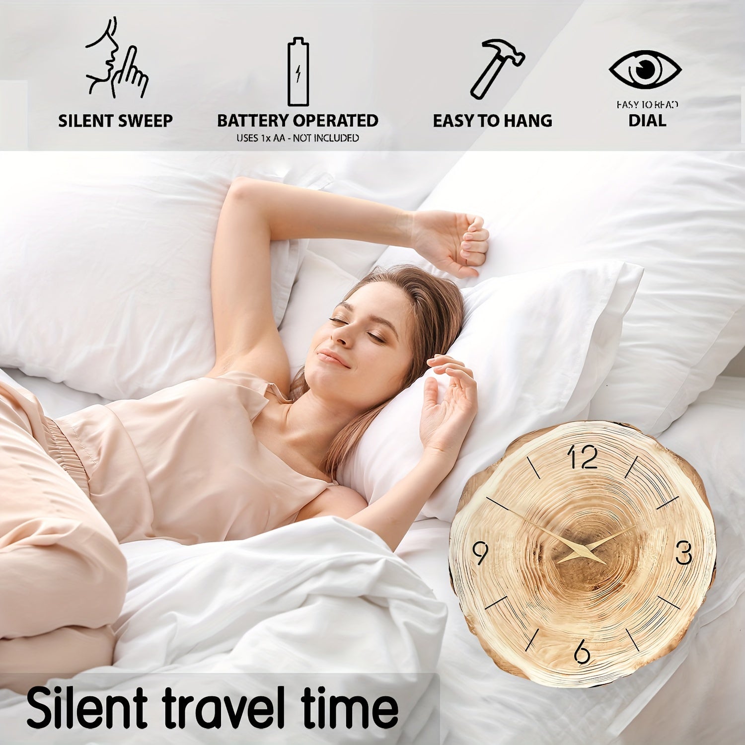 BowLift | Elegant Wooden Wall Clock for Stylish and Quiet Interiors