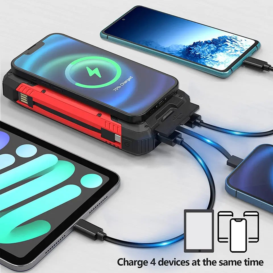 BowLift | 30000mAh Solar Charger Wireless Waterproof Power Bank External
