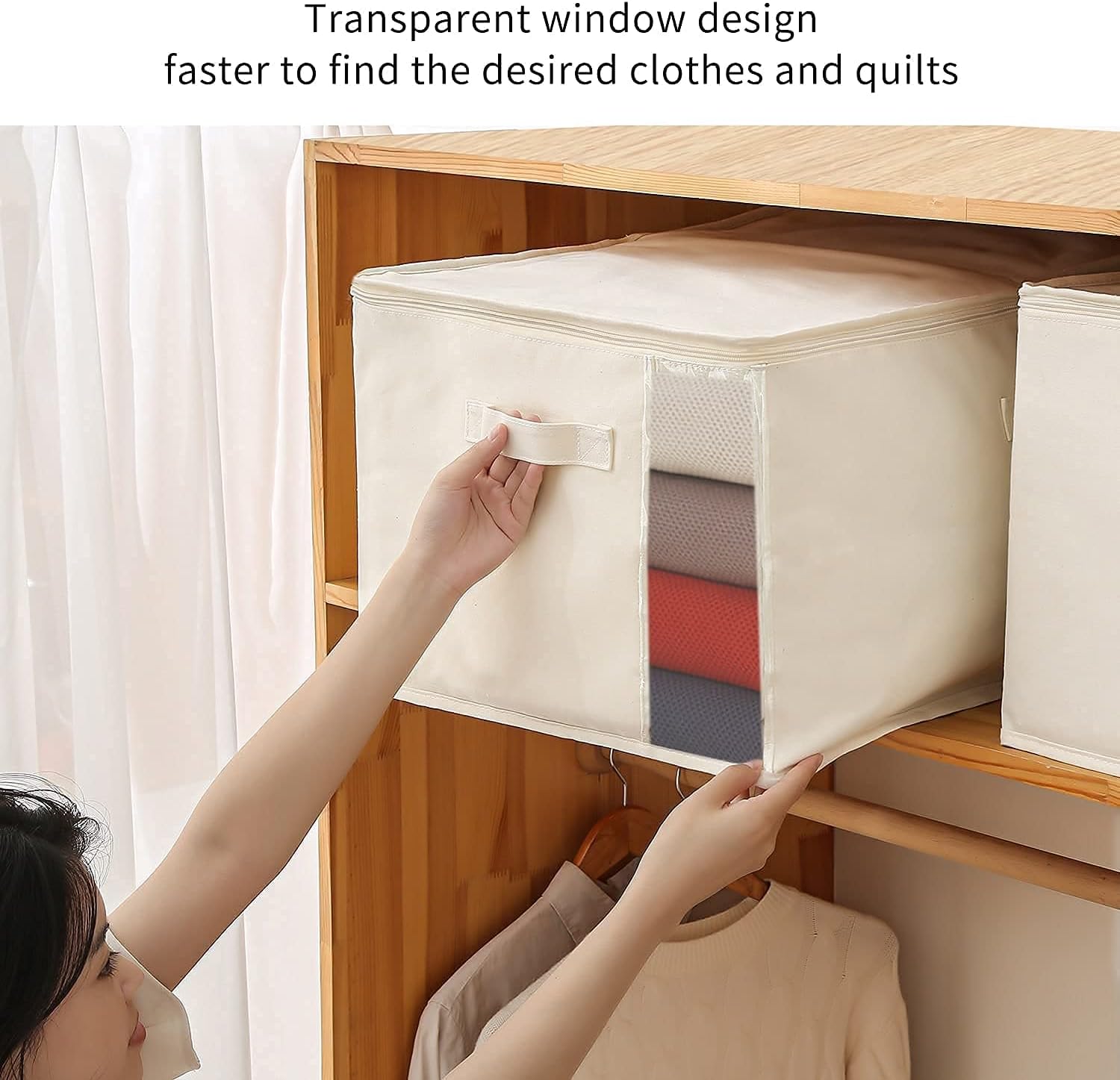 BowLift | Canvas Clothes Storage Organiser Set – Dual Zipper Bag with Handles & Window