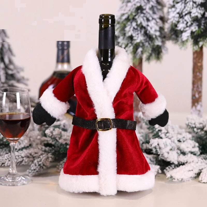 BowLift | Velvet Christmas Wine Bottle Covers – Stylish Dress Set for Festive Table Décor & Perfect Holiday Gifts
