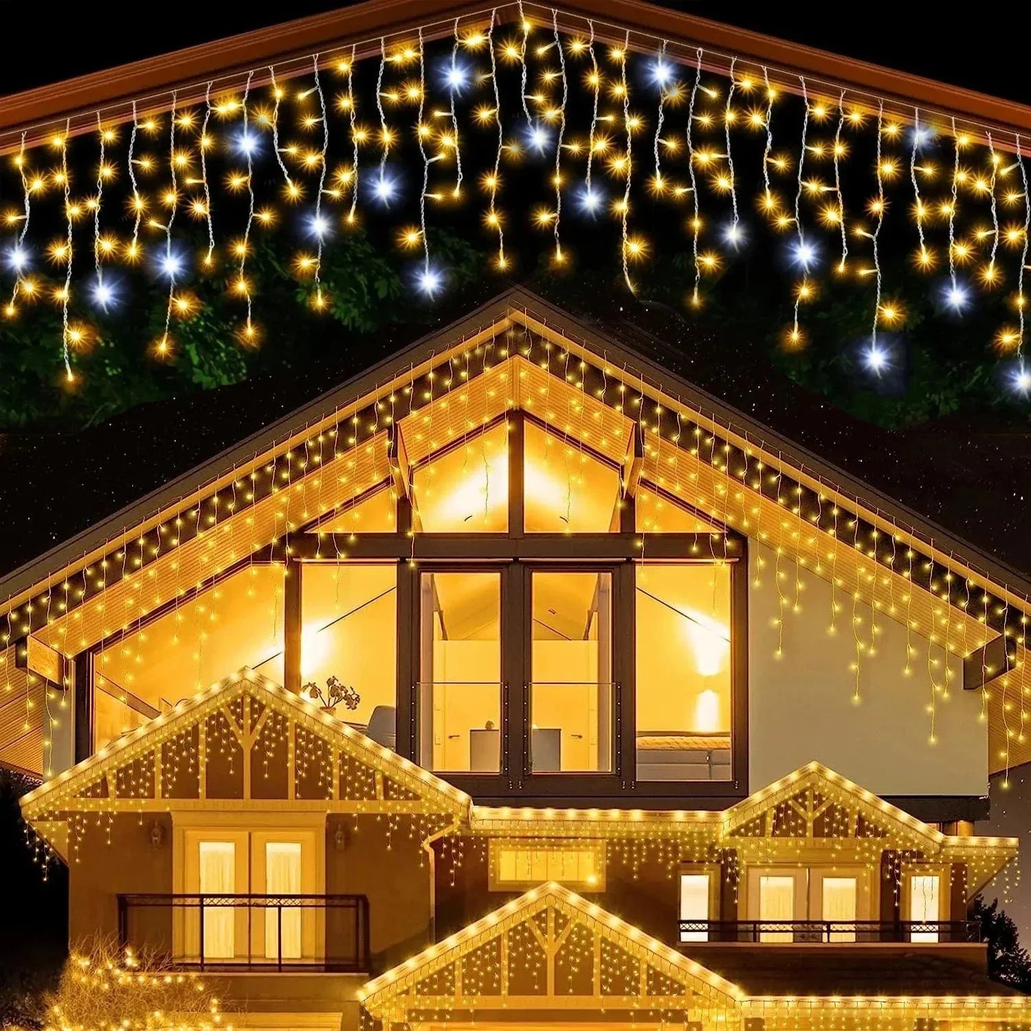 BowLift | Twinkling Icicle String LED Lights | Warm White & Cool White, Extendable for Indoor & Outdoor Holiday Decor