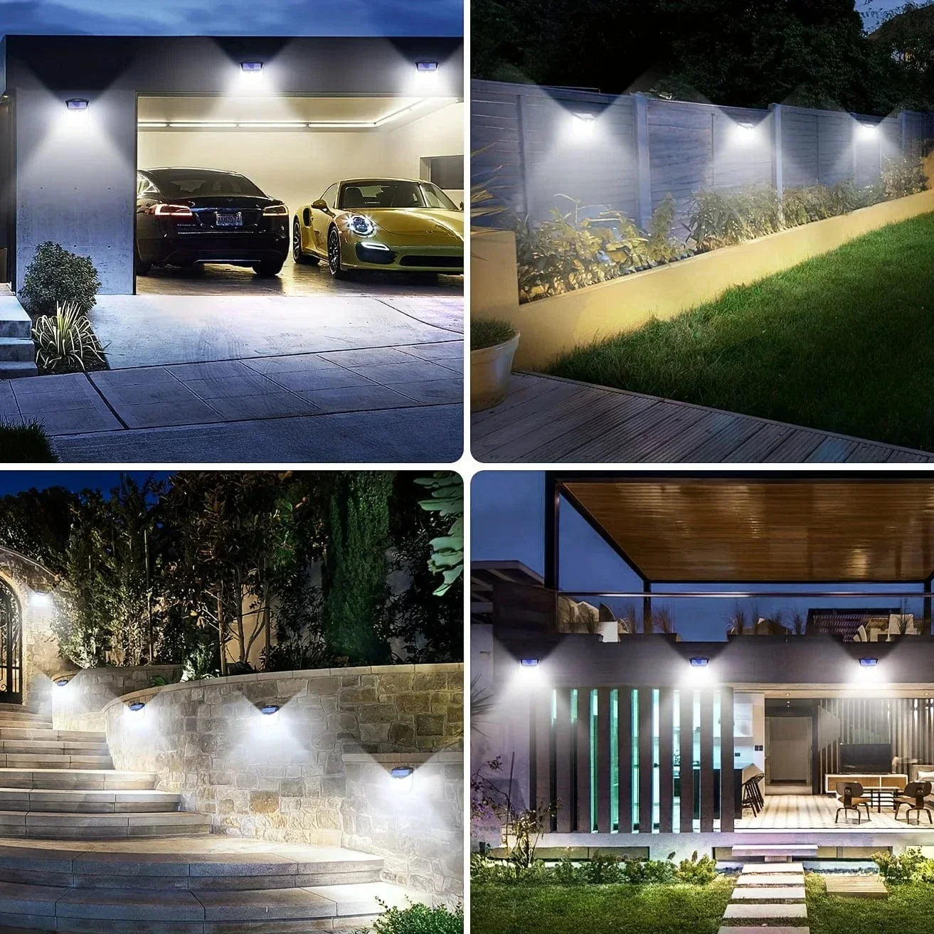 BowLift | 2x Solar LED Wall Light with Motion Sensor | Waterproof, 270° Wide Angle & 3 Modes for Outdoor Security in Gardens and Yards