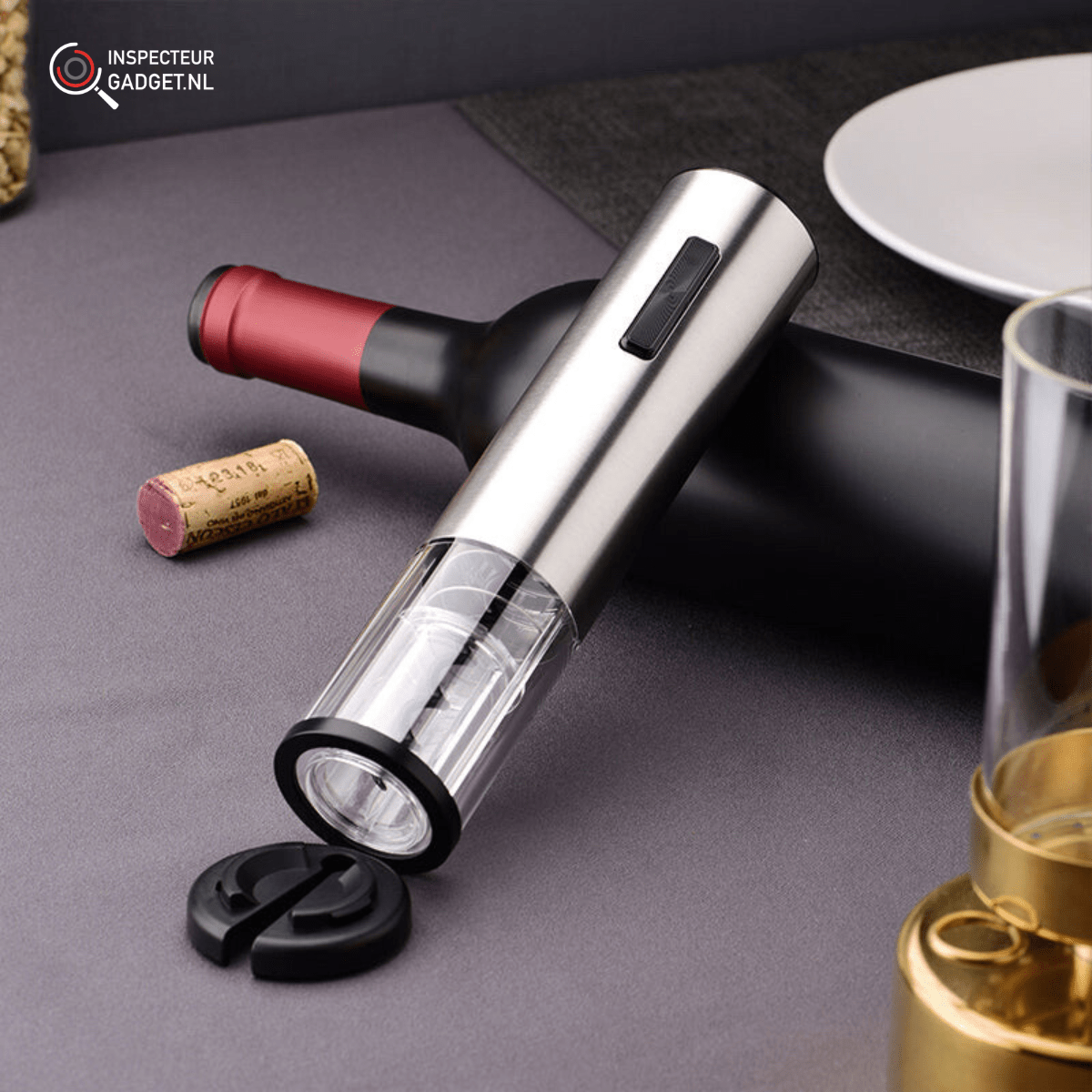 BowLift | Vinolux 4-in-1 Electric Wine Opener Set – Corkscrew, Foil Cutter, Aerator & Vacuum Stopper