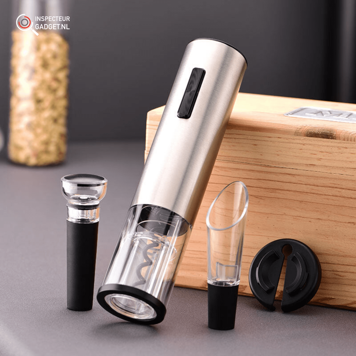 BowLift | Vinolux 4-in-1 Electric Wine Opener Set – Corkscrew, Foil Cutter, Aerator & Vacuum Stopper