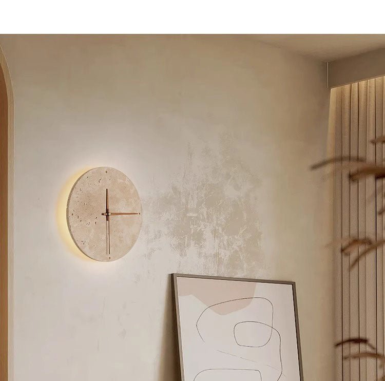 BowLift | Awaken your space with the Wabi-sabi wall clock made of travertine