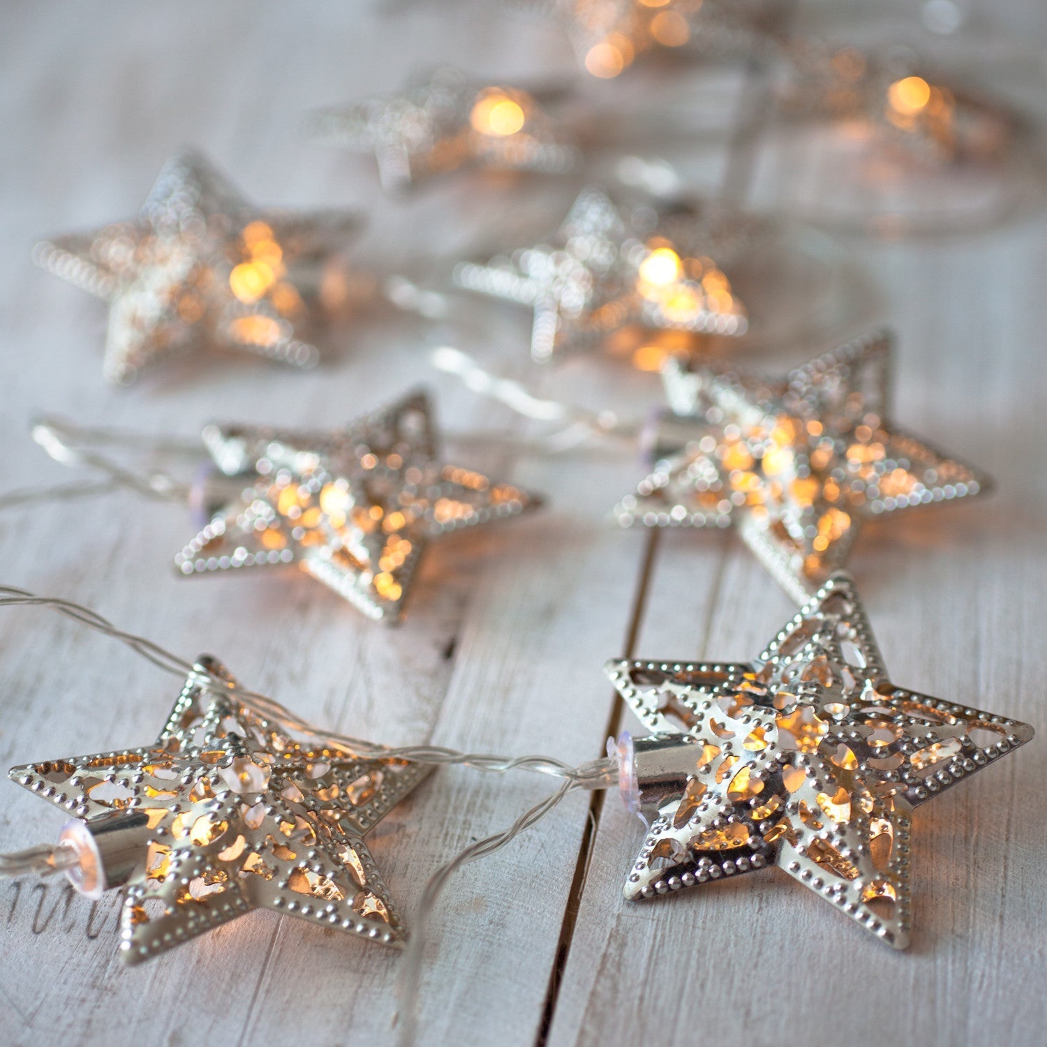 BowLift | Christmas Decorations Silver Star String Lights