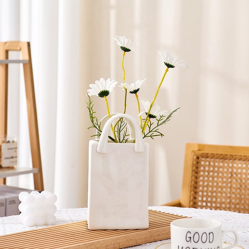 BowLift | White Bag Porcelain Vase