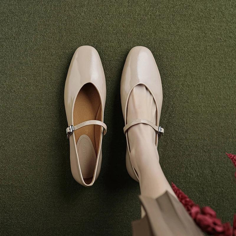 BowLift | Casual shoes: Distinctive comfortable ballerinas - Leather retro style - TSS158