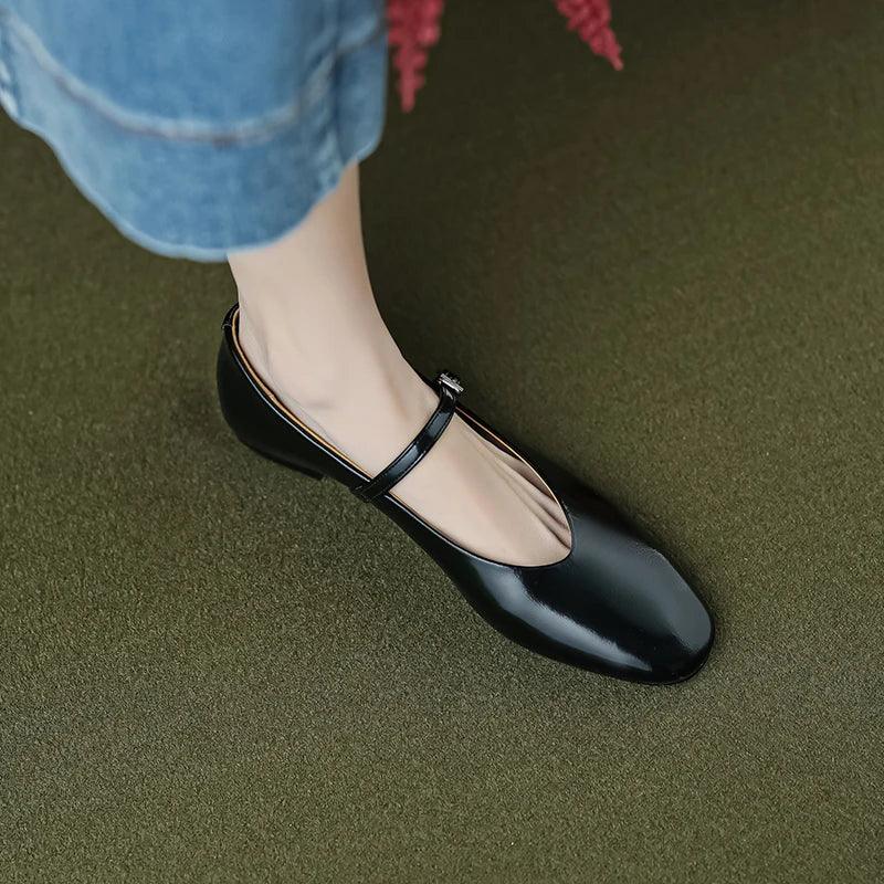 BowLift | Casual shoes: Distinctive comfortable ballerinas - Leather retro style - TSS158