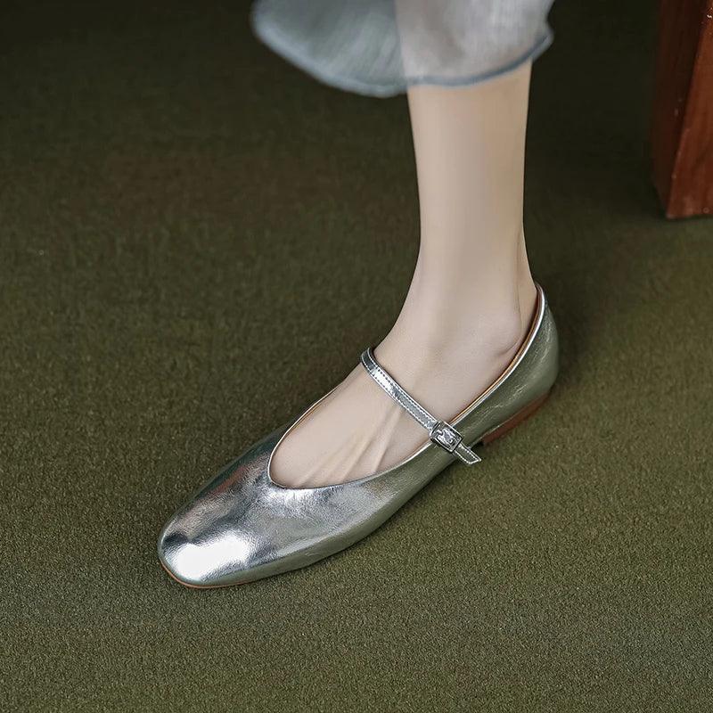 BowLift | Casual shoes: Distinctive comfortable ballerinas - Leather retro style - TSS158