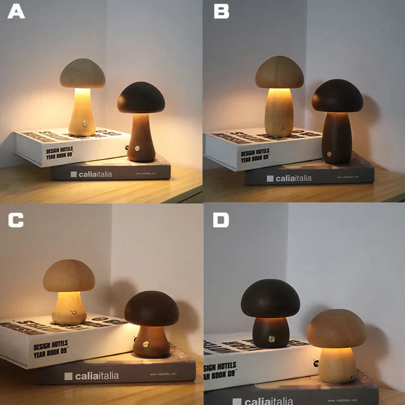 BowLift | Wooden Mushroom LED Night Light - GlowShroom