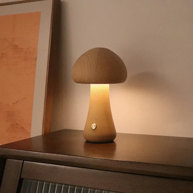 BowLift | Wooden Mushroom LED Night Light - GlowShroom
