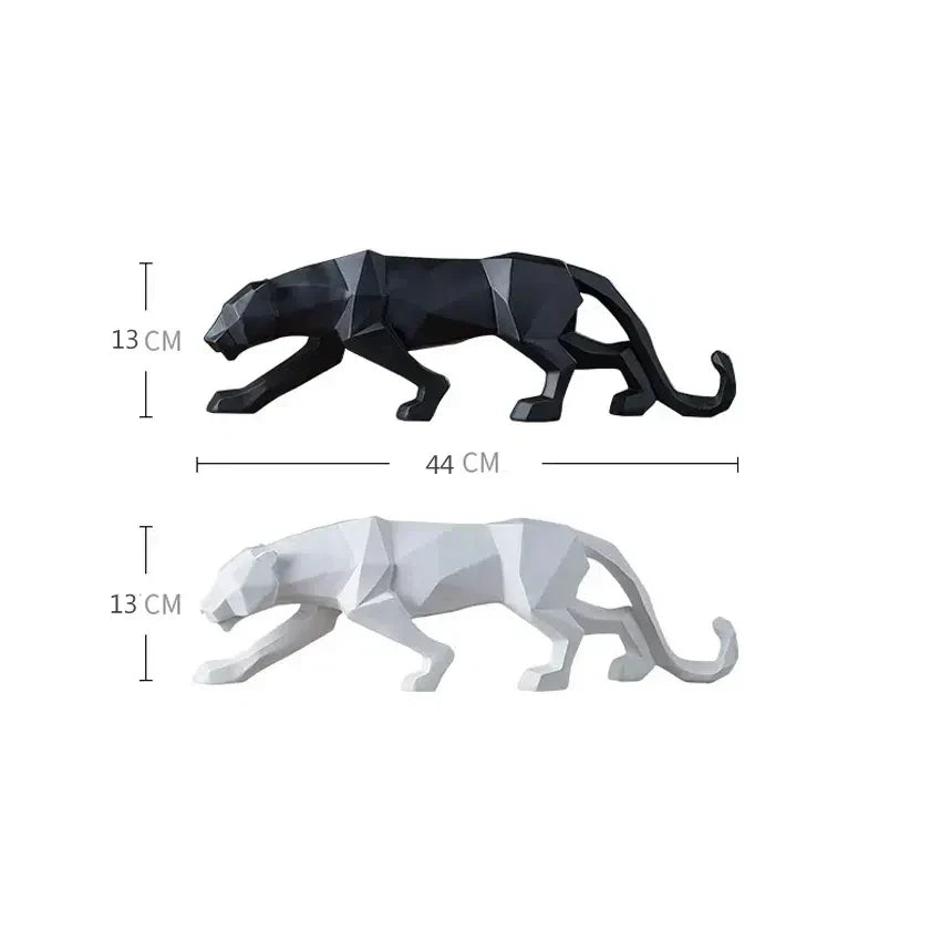 PantherSculpt – Sleek Black-White Panther Statues Bowlift