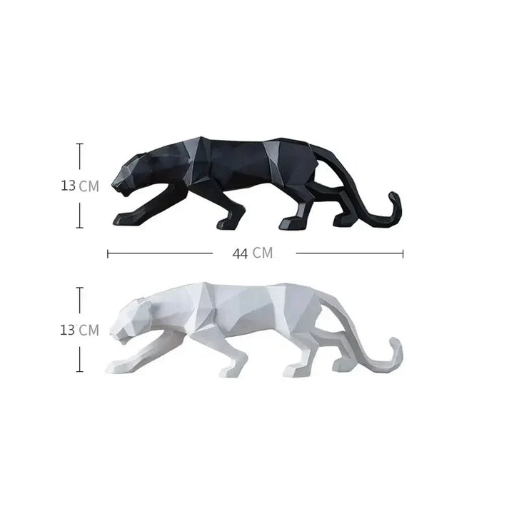 PantherSculpt – Sleek Black-White Panther Statues Bowlift
