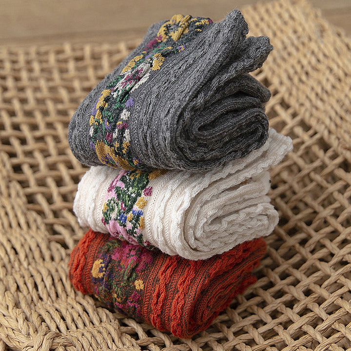 BowLift | Vintage Floral Style Cotton Crew Socks