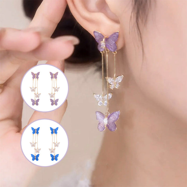BowLift | Crystal Butterfly Tassel Earrings