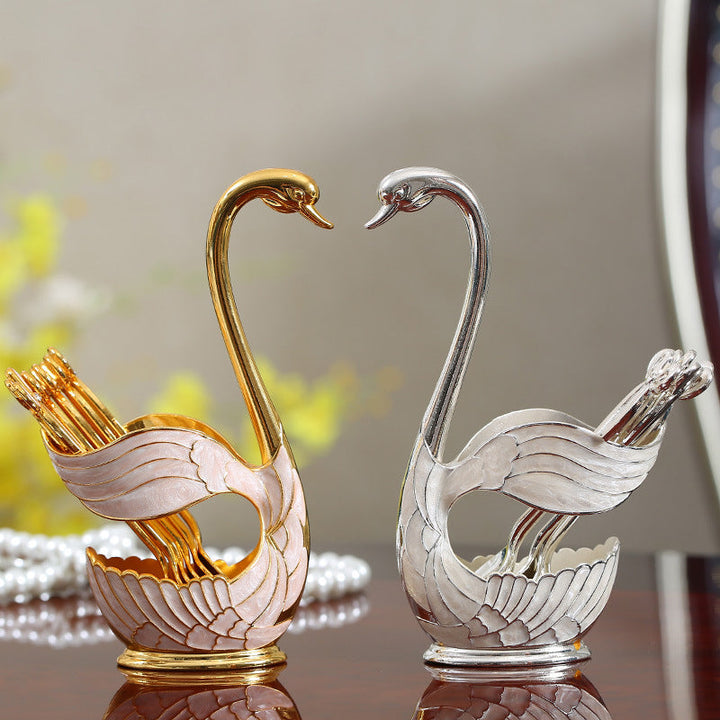 Home Decoration Swan Dessert Spoon/Fork Tableware Set | Bowlift