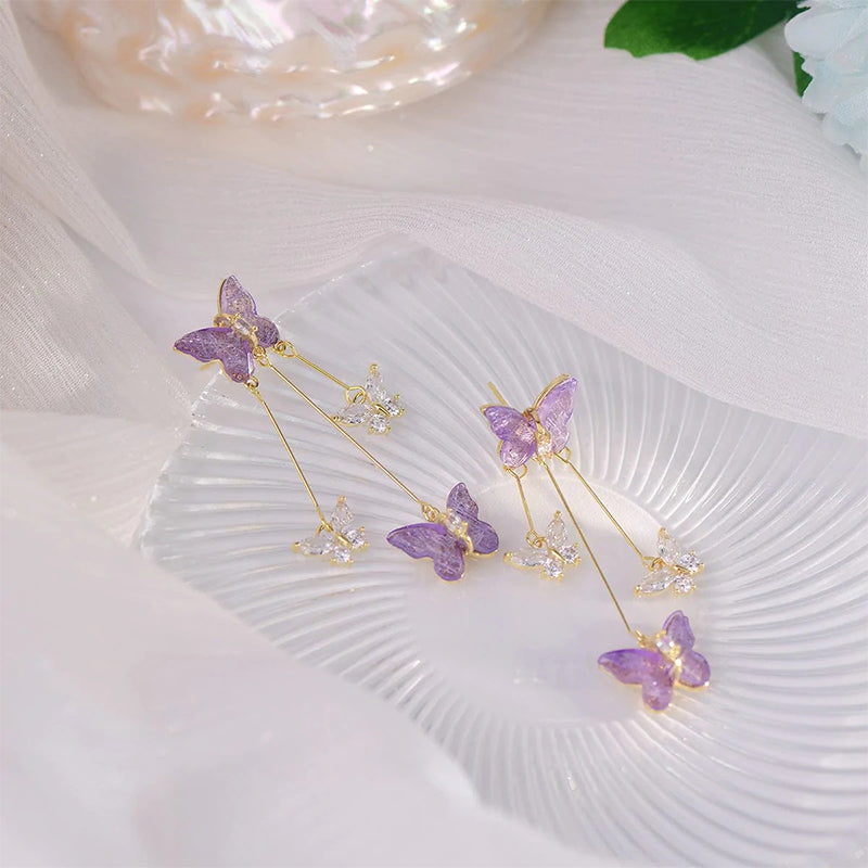 BowLift | Crystal Butterfly Tassel Earrings