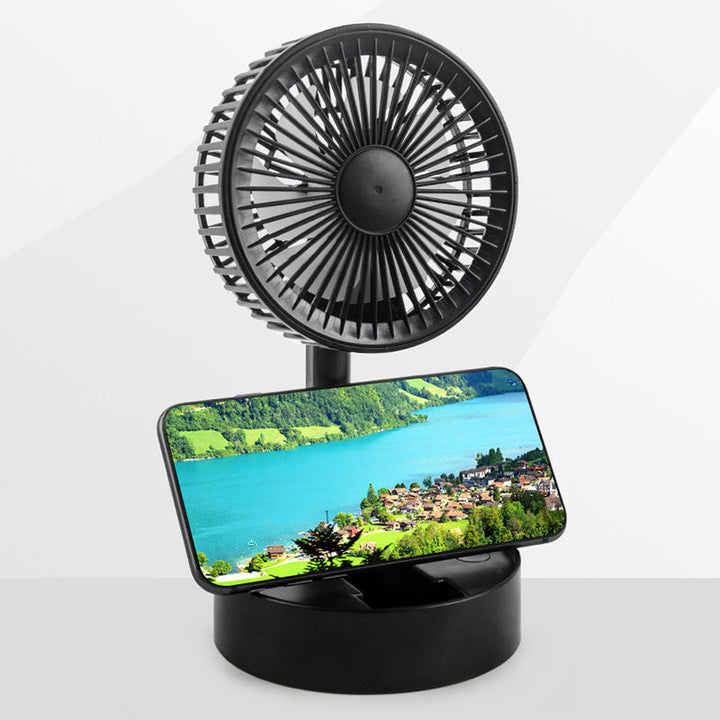 Mini fan with foldable telescopic phone holder | Bowlift