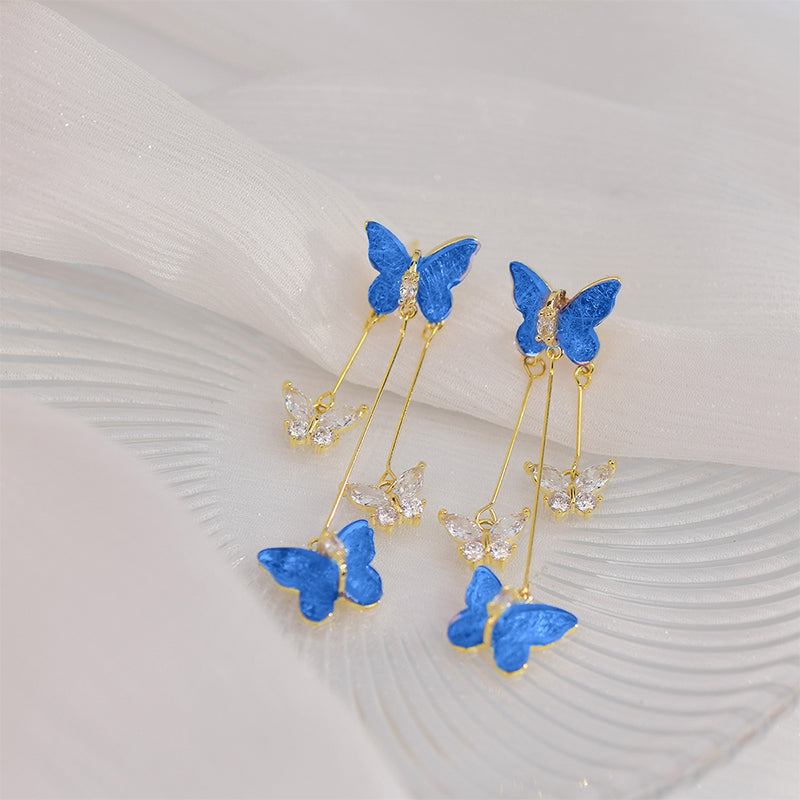 BowLift | Crystal Butterfly Tassel Earrings