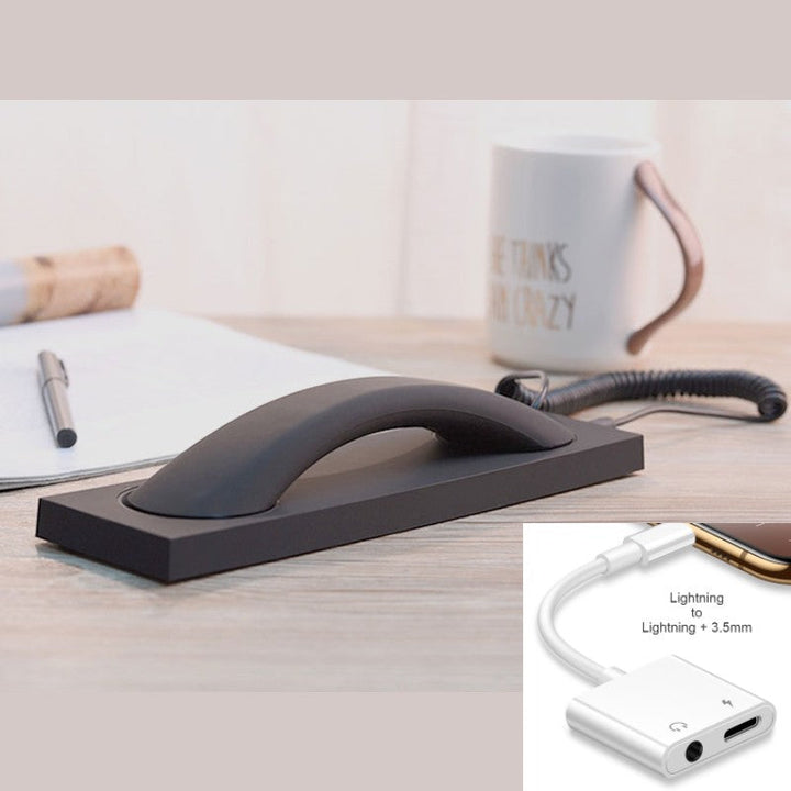 BowLift | Retro Telephone Handset, with Type-c/Lightning to 3.5mm Adapter, for Office, Home, Teleconference & More