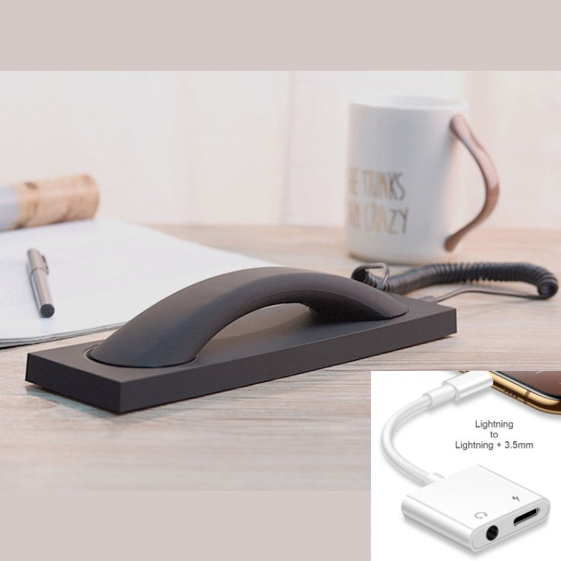 BowLift | Retro Telephone Handset, with Type-c/Lightning to 3.5mm Adapter, for Office, Home, Teleconference & More