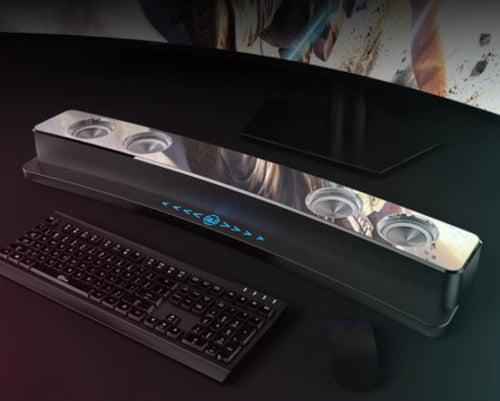 BowLift | Bluetooth Gaming Speaker, with RGB Lighting, Bluetooth 5.0, Dual Diaphragm, Dual Speakers, Mechanical Buttons, Clock & Alarm