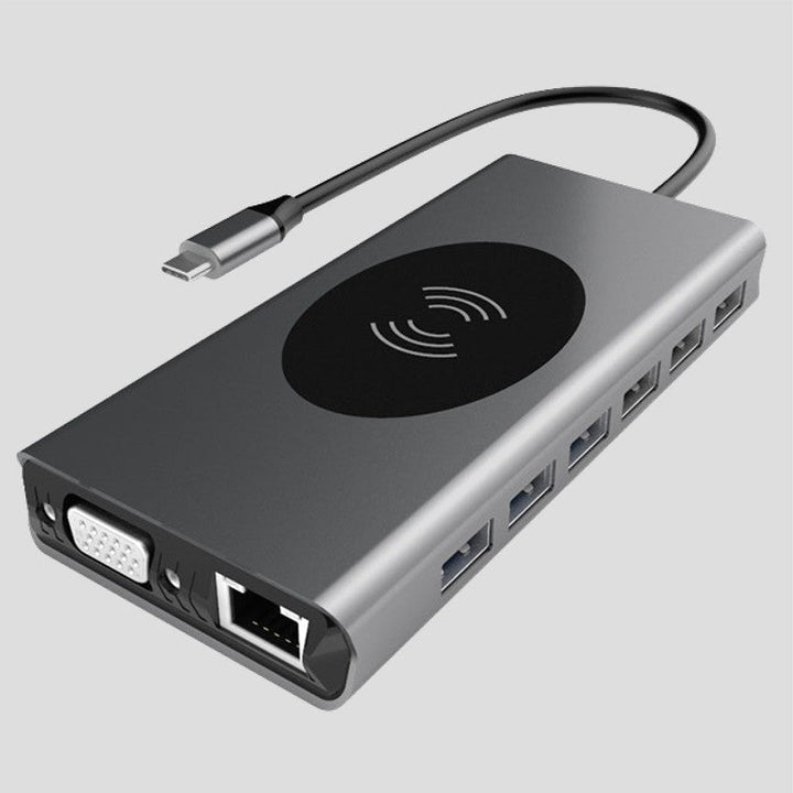 BowLift | Portable 15-in-1 USB C Hub Adapter, with Wireless Charging Board, 4K USB C to HDMI, SD/TF Card Reader and Ethernet