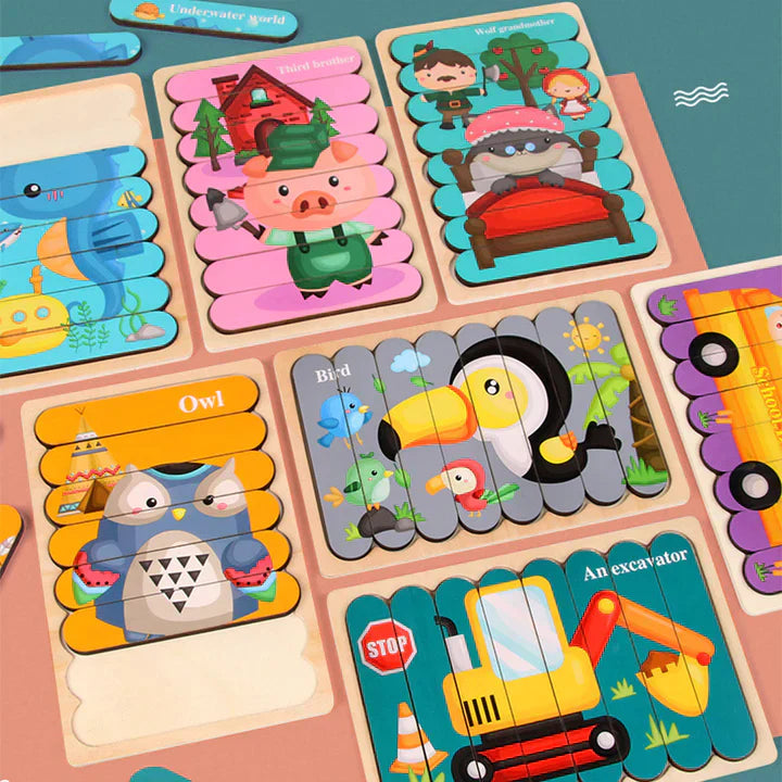 BowLift | Ecotoys Wooden 3D Vehicle & Fruit Puzzles | Educational Toys for Creative Kids - Learn and Play with Puzzles for Your Child