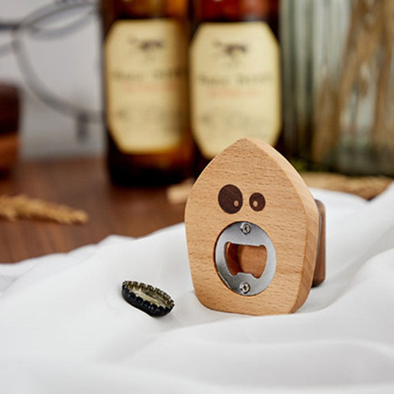 BowLift | Iron-shape Wood Bottle Opener with Magnetic Bottle Cap Collector