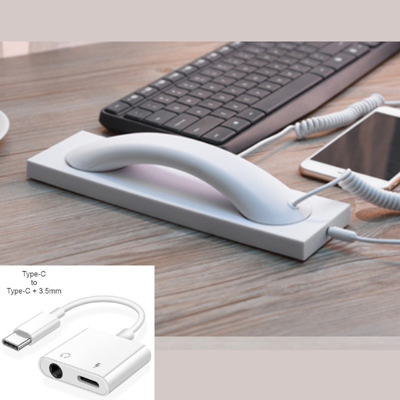 BowLift | Retro Telephone Handset, with Type-c/Lightning to 3.5mm Adapter, for Office, Home, Teleconference & More