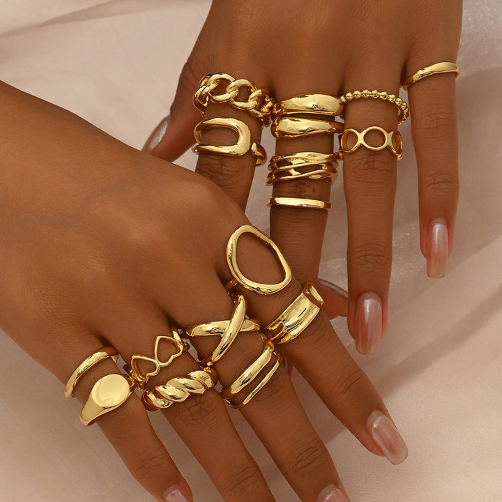 BowLift | 16pc Adjustable Geometric Ring Set