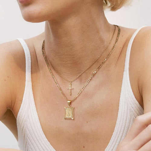 BowLift | 14k Initial Necklace + FREE Cross Necklace