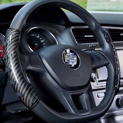BowLift | Universal Non-Slip Steering Wheel Cover, with Wood Grain Design & Skidproof Buttons