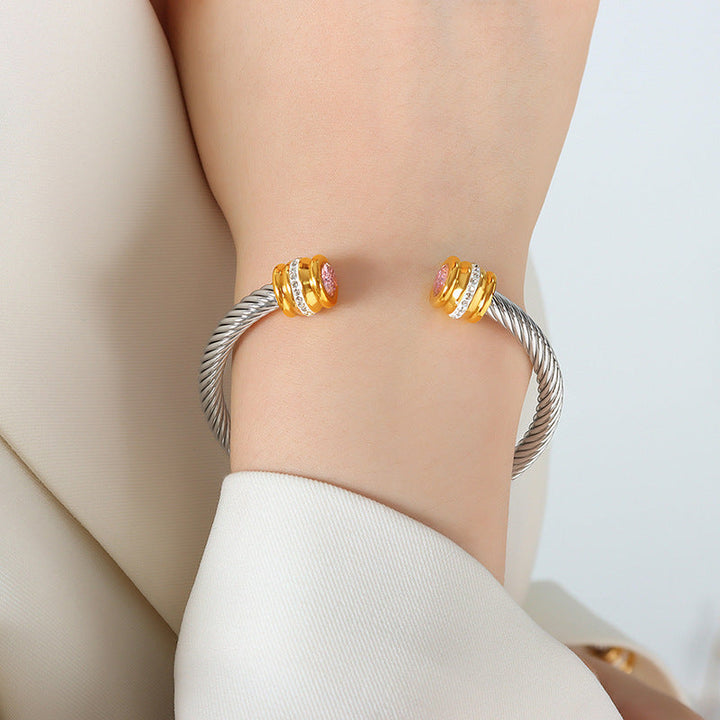 BowLift | Personalized Birthstone Ends Twist Cuff Bracelets