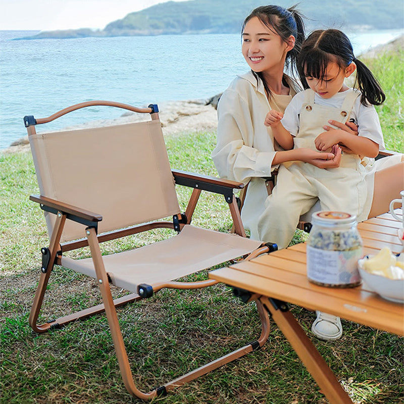 Modern Minimalist Square Fabric Carbon Steel Beech Wood Backrest Armrest Folding Chair For Outdoor | Bowlift