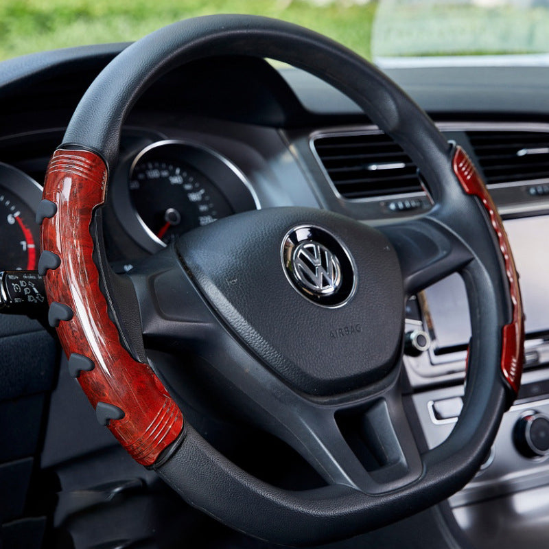 BowLift | Universal Non-Slip Steering Wheel Cover, with Wood Grain Design & Skidproof Buttons