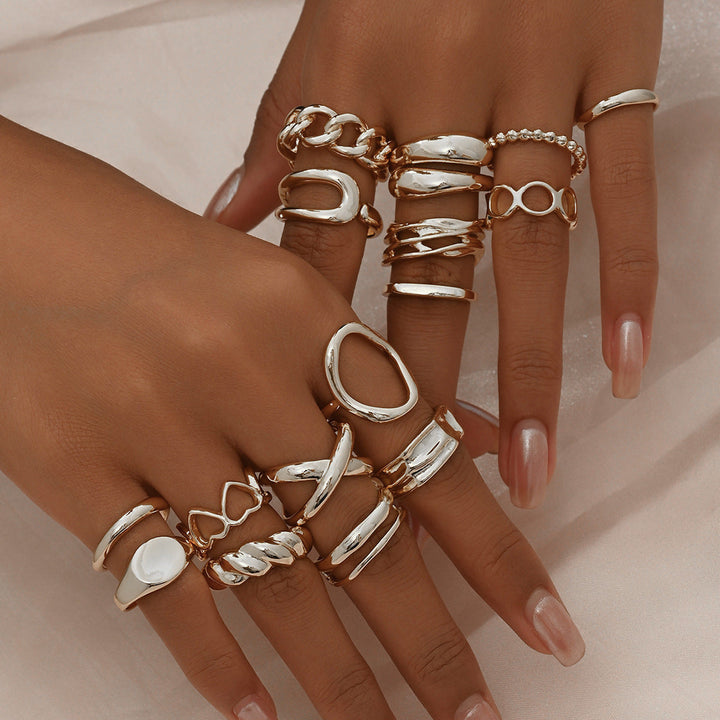 BowLift | 16pc Adjustable Geometric Ring Set
