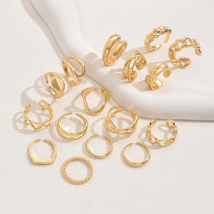BowLift | 16pc Adjustable Geometric Ring Set
