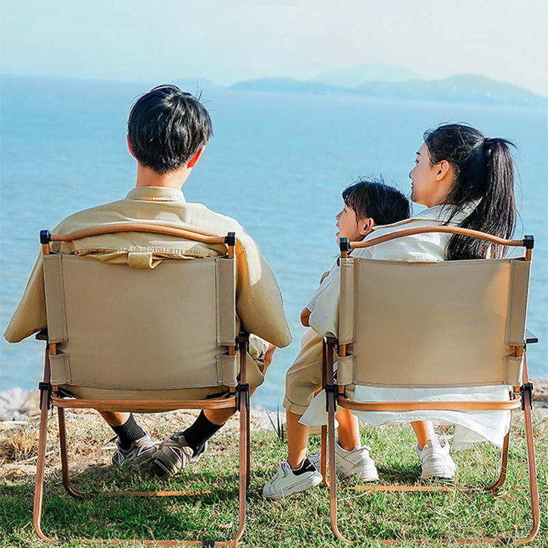 Modern Minimalist Square Fabric Carbon Steel Beech Wood Backrest Armrest Folding Chair For Outdoor | Bowlift