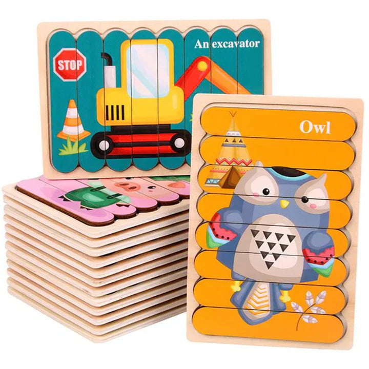 BowLift | Ecotoys Wooden 3D Vehicle & Fruit Puzzles | Educational Toys for Creative Kids - Learn and Play with Puzzles for Your Child