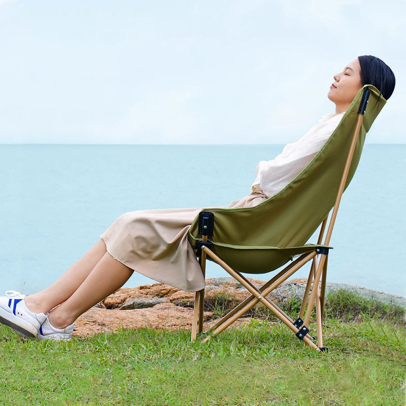 Modern Minimalist Square Fabric Carbon Steel Beech Wood Backrest Armrest Folding Chair For Outdoor | Bowlift
