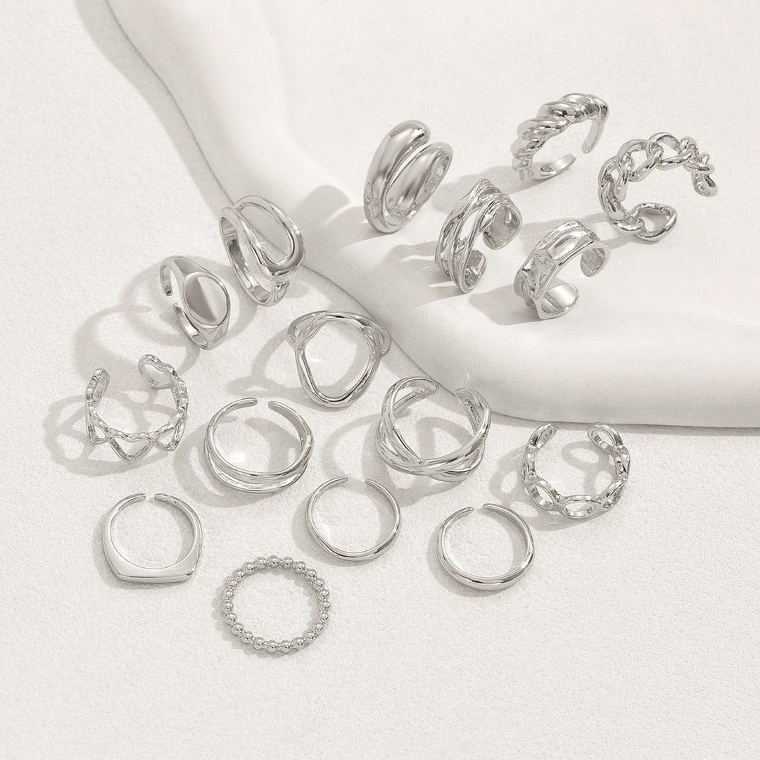 BowLift | 16pc Adjustable Geometric Ring Set